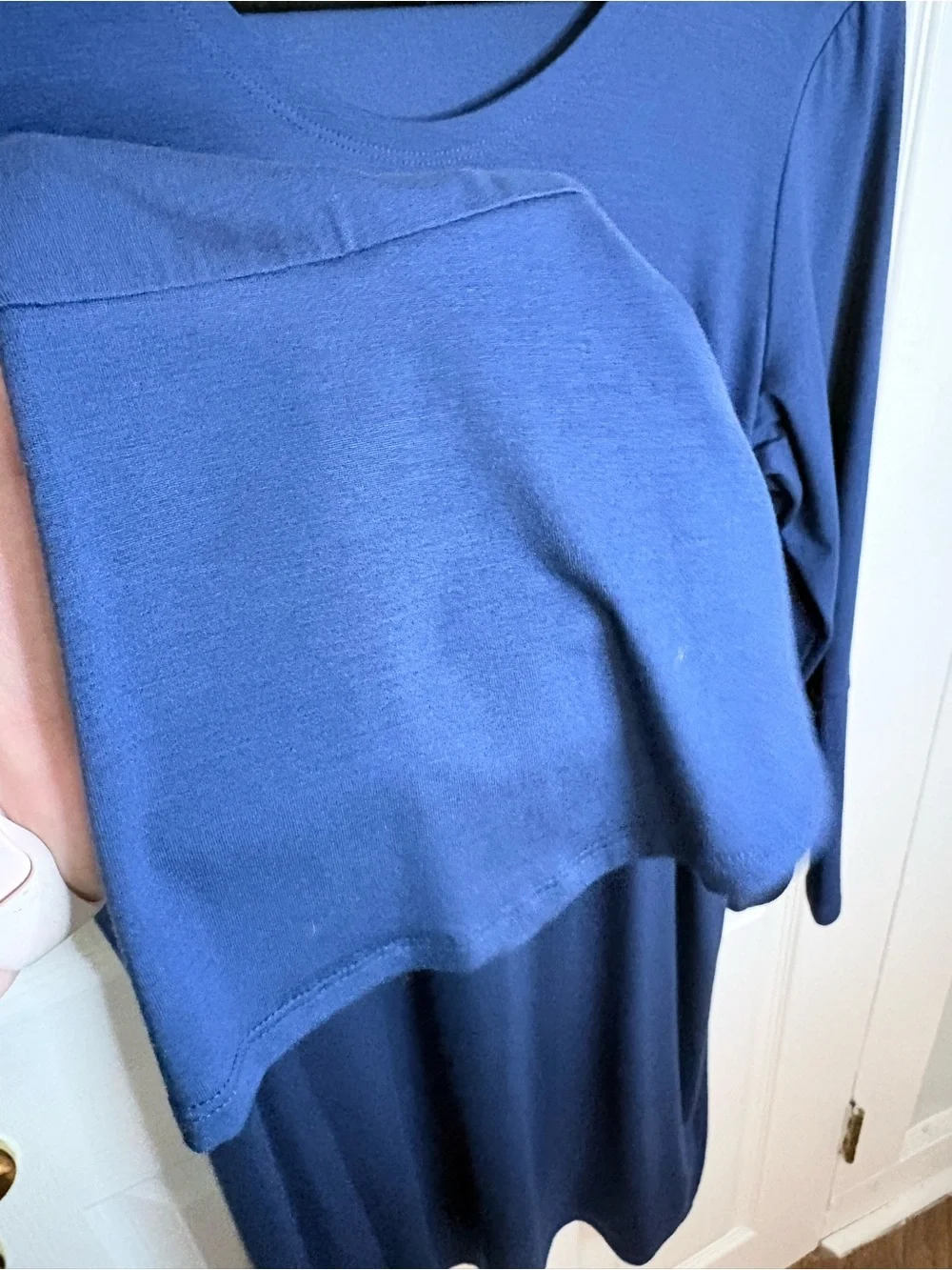 Eileen Fisher Blue Lyocell Jersey Swing Dress Bell Sleeve Dress Large - Picture 4 of 8